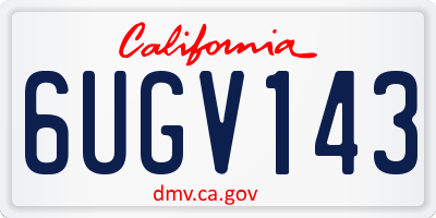 CA license plate 6UGV143
