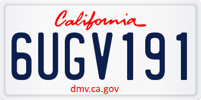 CA license plate 6UGV191