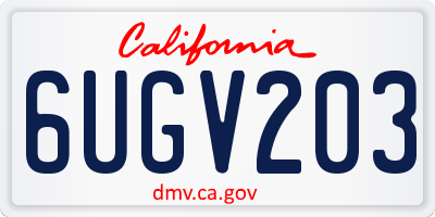 CA license plate 6UGV203