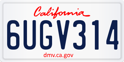 CA license plate 6UGV314