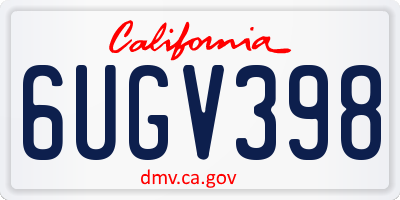 CA license plate 6UGV398