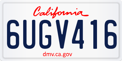 CA license plate 6UGV416