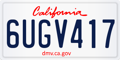 CA license plate 6UGV417