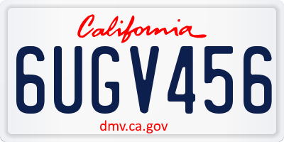 CA license plate 6UGV456
