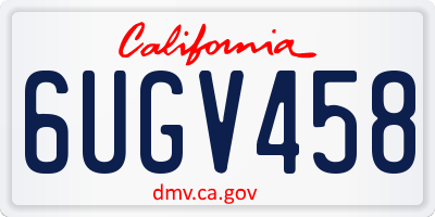 CA license plate 6UGV458