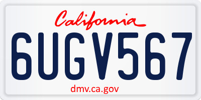 CA license plate 6UGV567