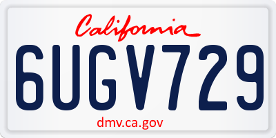 CA license plate 6UGV729