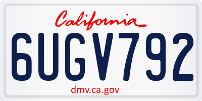 CA license plate 6UGV792