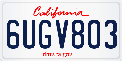 CA license plate 6UGV803