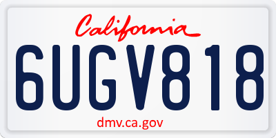 CA license plate 6UGV818