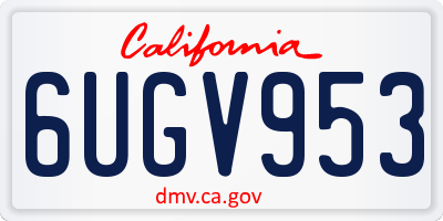 CA license plate 6UGV953
