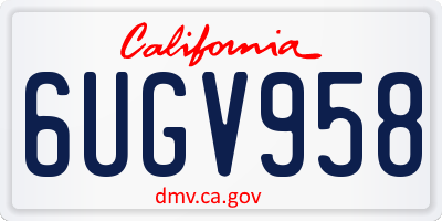 CA license plate 6UGV958