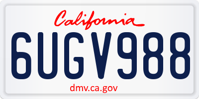 CA license plate 6UGV988