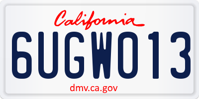 CA license plate 6UGW013