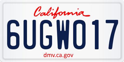 CA license plate 6UGW017