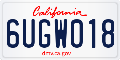 CA license plate 6UGW018