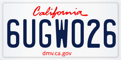 CA license plate 6UGW026