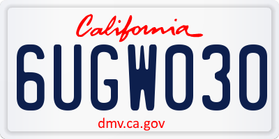 CA license plate 6UGW030