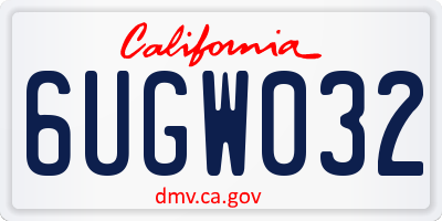CA license plate 6UGW032