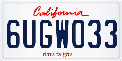 CA license plate 6UGW033
