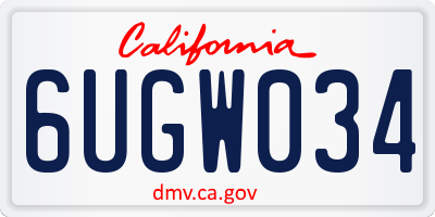 CA license plate 6UGW034