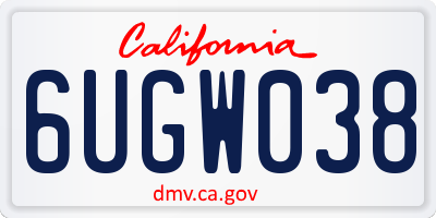 CA license plate 6UGW038