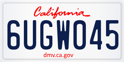 CA license plate 6UGW045