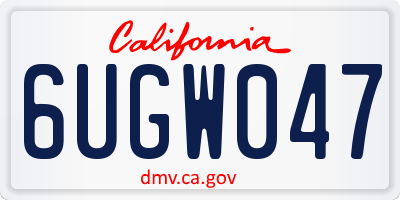 CA license plate 6UGW047