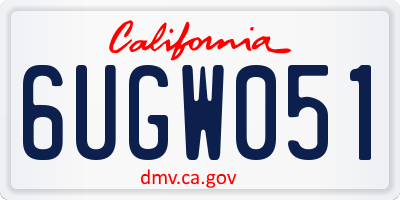 CA license plate 6UGW051