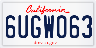 CA license plate 6UGW063