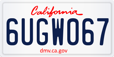 CA license plate 6UGW067