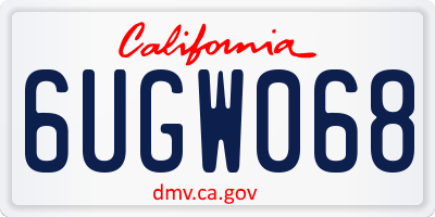 CA license plate 6UGW068