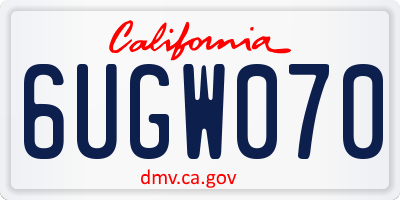 CA license plate 6UGW070