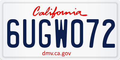 CA license plate 6UGW072
