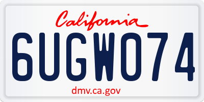 CA license plate 6UGW074