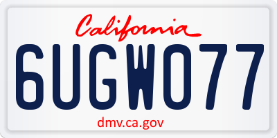 CA license plate 6UGW077
