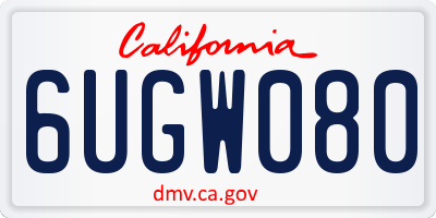 CA license plate 6UGW080