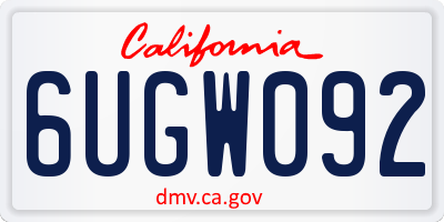CA license plate 6UGW092