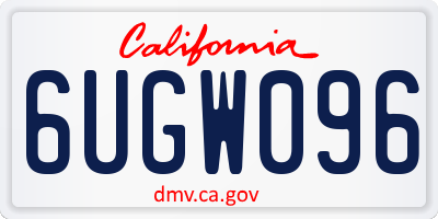 CA license plate 6UGW096