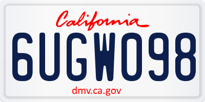 CA license plate 6UGW098