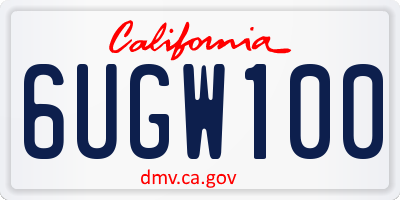 CA license plate 6UGW100