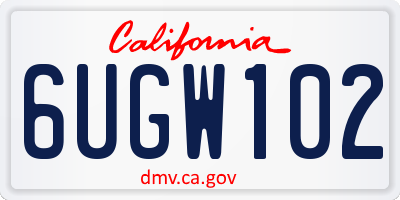 CA license plate 6UGW102
