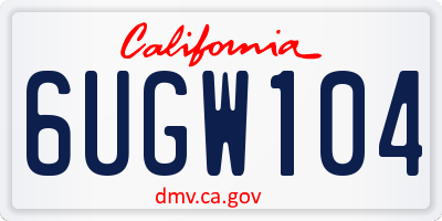 CA license plate 6UGW104