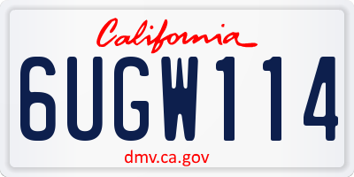 CA license plate 6UGW114