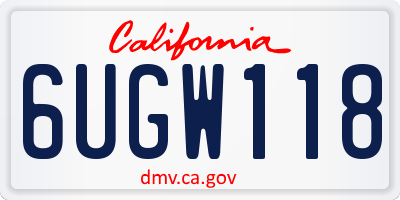 CA license plate 6UGW118