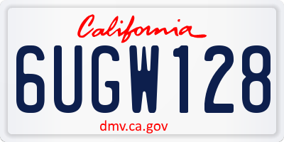 CA license plate 6UGW128