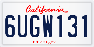 CA license plate 6UGW131