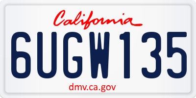 CA license plate 6UGW135