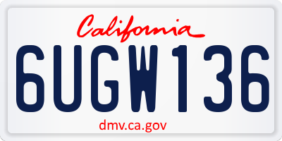 CA license plate 6UGW136