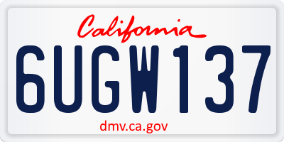 CA license plate 6UGW137